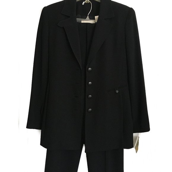 Dana Buchman Black 100% Wool Crepe Suit Jacket Coordinating Pants NWT - Picture 13 of 14